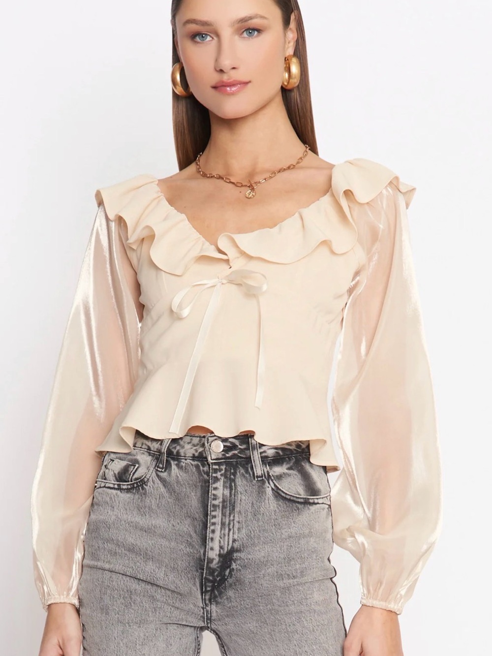 Ivory Ruffle Blouse - Picture 2 of 8